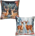 Winter Snowflake Reindeer Forest Throw Pillow Covers 18x18 inch Set of 2 Christmas Pillow Case Cushion Cover for Home Sofa Couch Living Room Car Decor by Mshutbna