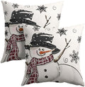 Sweetshow Winter Black Snowman Pillow Covers 20x20 Inches Xmas Snowflake White Throw Pillow Case Set of 2 Xmas Pillows Cotton Linen Cushion Cover for Home Couch Sofa Livingroom by Sweetshow
