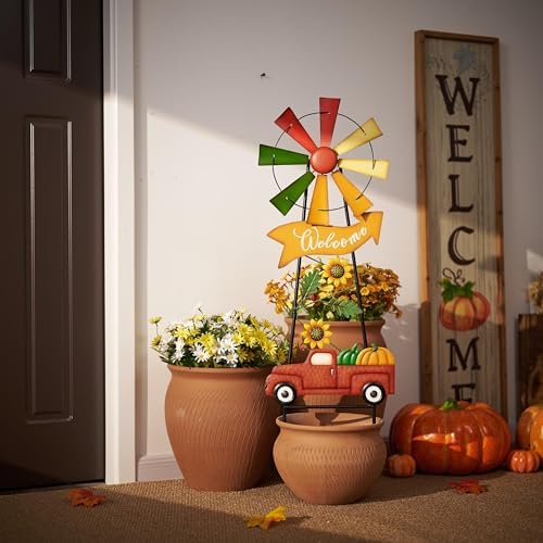 TERESA'S COLLECTIONS Fall Outdoor Decor Metal Wind Spinner Garden Stake 26" - Image 5