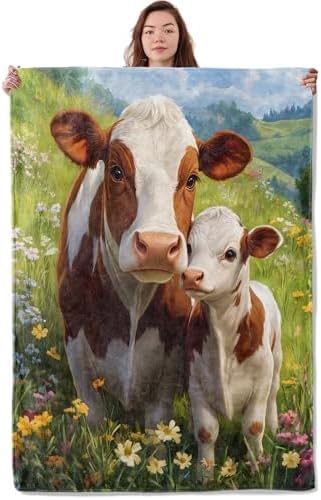 Cute Cow Blanket, Soft Warm Cozy Throw Gifts for Adults Kids Women, Lightweight Comfy Fuzzy Flannel Blankets for Couch, Travel, Car, Home Decor 50×40 Inch by Unknown