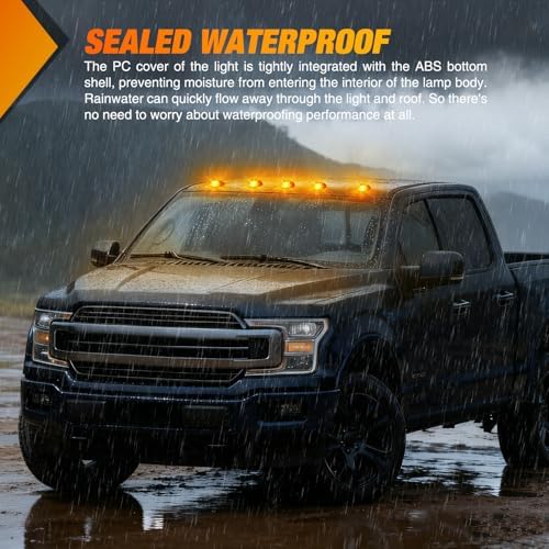 Nilight Cab Roof Marker Light 5 PCS 16 LED Smoked Lens Amber Top Lights