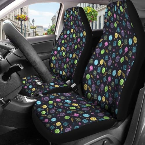 GENANY Fantasy Dragon Dice Car Seat Covers, 2-Piece Front Seat Set