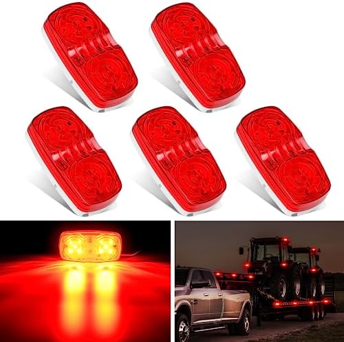 Nilight Double Bullseye Marker Light 5PCS Red 10LED Rectangular