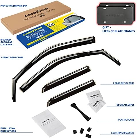Goodyear Shatterproof in-Channel Window Deflectors for Dodge Ram 1500 Classic 2019-2024 Quad Cab, Rain Guards, Window Visors for Cars, Vent Deflector, Car Accessories, 4 pcs - GY008128