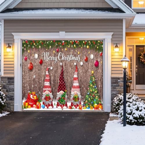 Teenyyou Christmas Garage Door Cover 7 x 8 Ft Gnomes Holiday - Image 7
