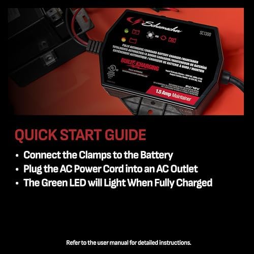 Schumacher Electric 1.5A Car Battery Charger & Maintainer, 6V/12V – SC1300 - Image 3