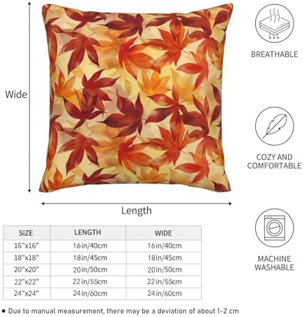 KiuLoam Fall Burnt Orange Maple Leaf Pillow Covers 22x22 Set of 2, Autumn Leaves Print Decorative Throw Pillow Cases, Farmhouse Style Outdoor Cushion Covers for Sofa Couch Living Room Bed - Image 5