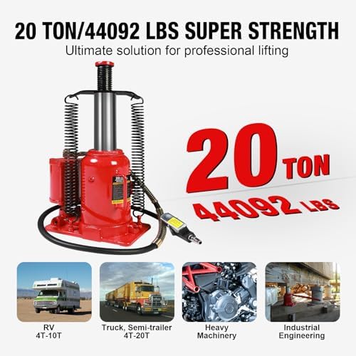 Big RED AQD20TR Air Hydraulic Bottle Jack: Heavy Duty Professional Lift with Dual-Power Operation, 10.24"-20.08" Adjustable Lift Range & Safety Valve - 20 Ton (40,000 LBS) - Image 3