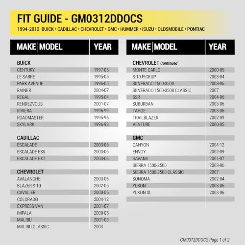 Scosche GM0312DDOCS Double DIN Radio Installation Kit Compatible with Select 1994-2012 General Motors Vehicles - Complete Car Stereo Install Kit with Steering Wheel Controls - See Fit Guide in Images