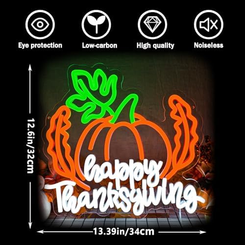 Happy Thanksgiving Neon Sign for Thanksgiving Decoration Pumpkin Neon Sign Happy Thanksgiving Light for Door Wall Art Window Home Party - Image 6