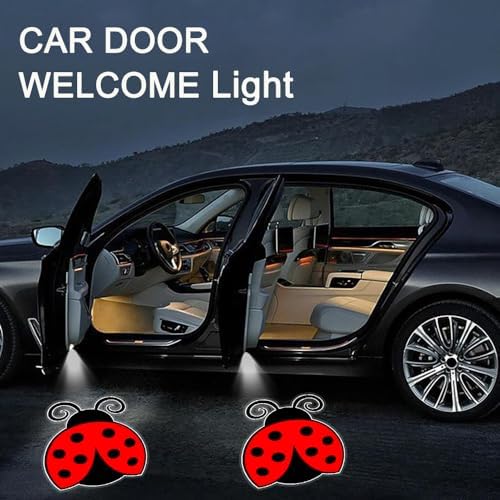 2PCS Ladybug Cars Door Logo Projector LED Shadow Light Welcome Lamp
