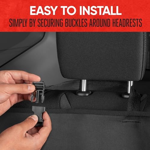 Motor Trend SpillGuard Waterproof Rear Split Bench Seat Covers for Trucks Rear Seat Cover Only - Black Car Seat Covers, Back Seat Covers Only - Durable Neoprene Spill Resistant for Kids & Dogs