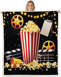 Movie Theater Film Throw Blanket Vintage Cinema Popcorn Fleece Flannel Blankets Kids Boys Girls Room Decor Family Theater Bed Blankets for Bed Sofa Couch Black Yellow Red Plush Blanket Throw 50"x60" by CastleFairy