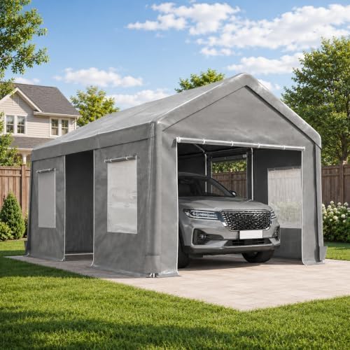 KEIKI 10x20 FT Heavy Duty Carport Canopy, Portable Outdoor Garage,Gray by KEIKI