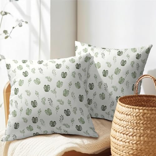 Sage Green Spring Pillow Covers 22x22 Set of 2 Leaf Throw Pillow Covers Botanical Leaves Pillowcase Linen Decoration Farmhouse Soft Decorative Tropical Plants Cushion Case Couch for Indoor Home Decor - Image 7