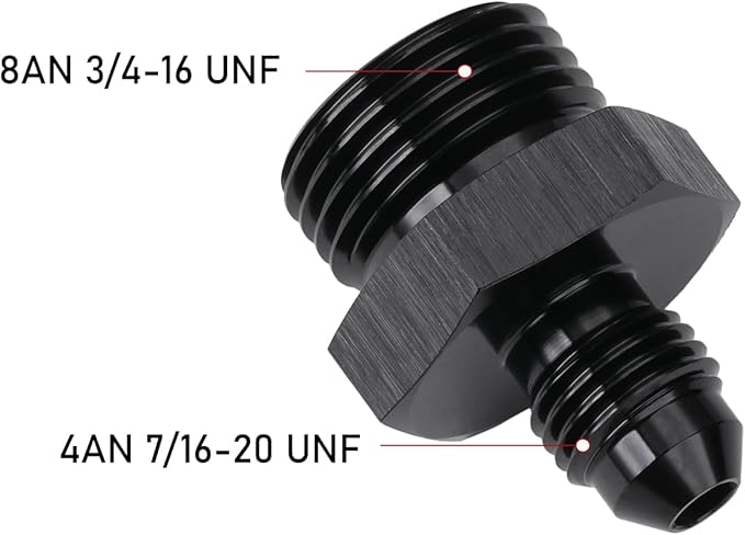 4AN Male Flare to 8AN ORB O-ring Boss Fuel Pump Rail Adapter Fitting Aluminum - Image 2