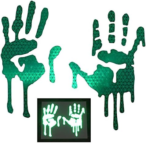 customTAYLOR33 High Intensity Grade Reflective Bloody/Dripping Hands Decals for Helmets, Windscreens, Rear Windows, Bumper Stickers (5 inches Height, Green)