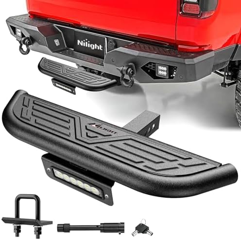 Nilight Aluminum Slip-Proof Nerf Steps 4Pcs Black for Pickup Trucks