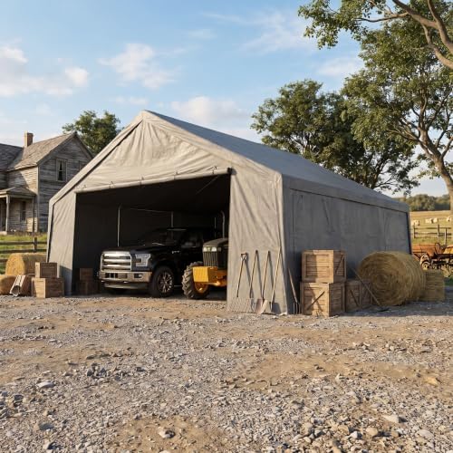 Tooluck Carport 20x20 Heavy Duty 2 Car Carport Canopy, Gray by TOOLUCK