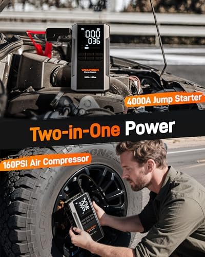 WOLFBOX 4000A Jump Starter with Air Compressor, Portable 12V Jump Box - Image 2