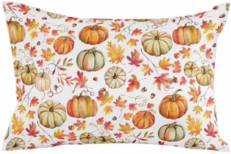 Pillow Covers 20x36 Inch - King Fall Thanksgiving Watercolor Orange Yellow Pumpkin Soft Brushed Microfiber Pillowcases with Hidden Zipper Closure Bed Pillow Shams for Bedroom Sofa Car by T%26H+XHome