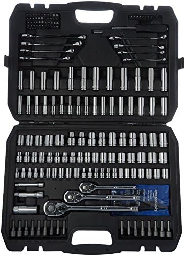Amazon Basics 201-Piece Mechanic's Socket Tool Set With Case, SAE and Metric Sizes, Chrome-Vanadium Steel, Portable by AmazonBasics