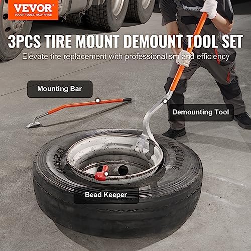 VEVOR Tire Mount Demount Tool 22.5" to 24.5" Tire Changer Steel Bead Breaker Extra Bead Holder Tubeless Truck Manual Tire Changing Tools for Car Repairing(Red) - Image 2