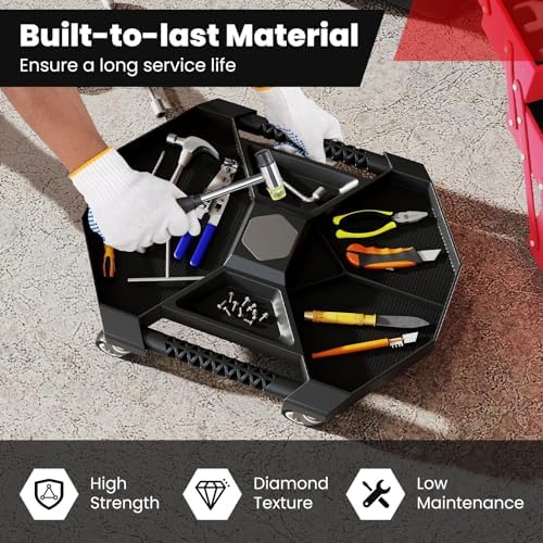 Goplus Rolling Tool Tray, Under Car Magnetic Moving Tray with 4 Swivel Casters, 55 LBS Capacity Caddy Tray, Tool Tray Creeper for Garage, Workshop, Automotive Repair, Mechanics - Image 4