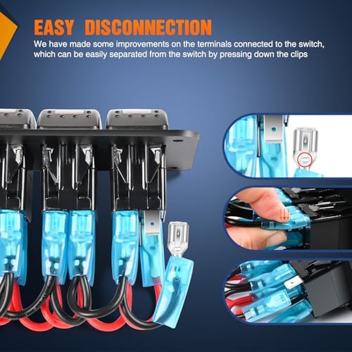 Nilight 5 Gang Rocker Switch Panel w/Orange LED Light 5Pin ON Off Pre-Wired