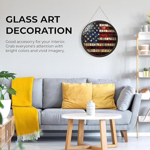 USA Flag Stained Glass Sun Catcher Mountain Stained Glass Window Hanging, Suncatchers Lavender Wall Decor, for Women/Friends/Lover - Image 6