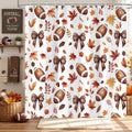 Fall Shower Curtain, Autumn Football Bowknot Fallen Leaves Shower Curtain for Bathroom Decor, Funny Fall Thanksgiving Fabric Bath Curtain for Bathroom Set, 72 X 72 Inch by Sokdacm