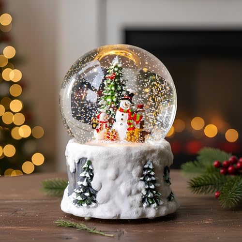 Christmas Snow Globe Lantern Water Glittering Snowman Scene with Music & Timer, USB Lined/Battery Operated Lighted Water Lantern for Christmas Festival Decoration Gifts - Image 6