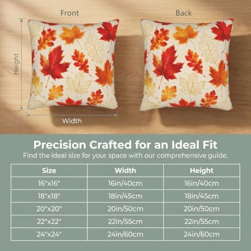 Fall Leaf Throw Pillow Covers 20x20 Set of 2, Thanksgiving Cushion Covers - Image 4