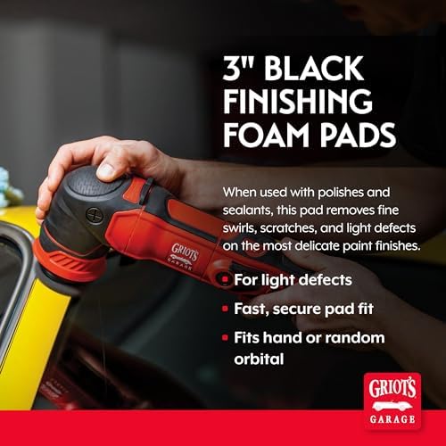 Griot's Garage 3" Black Foam Finishing Pads for Car Polishing and Detailing, Buffing Pads for Paint Correction and Sealant Application, 11274, Set of 3 - Image 2