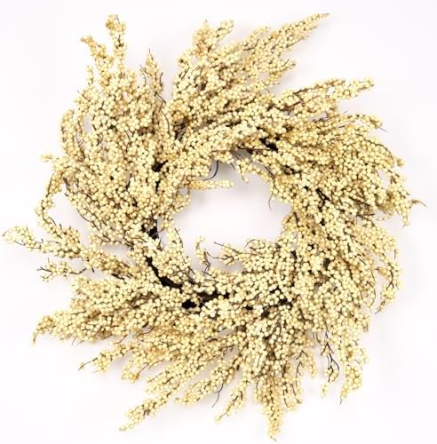 Fall Wreath Artificial 24 inch White Berry Wreaths by Huashen