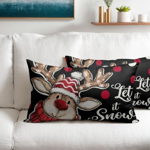Merry Christmas Reindeer Pillow Covers 12x20 Set of 2 Highly Absorbent - Image 2