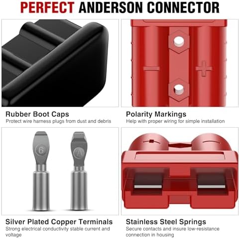 Nilight 50A 6AWG Anderson Connector Plug 12V-36V Battery Quick Connect Kit