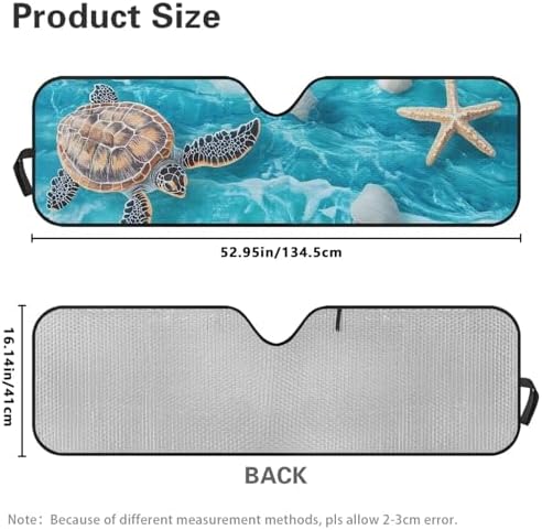 Renewold Automotive Windshield Sunshade UV Heat Sunlight Reflecting Foldable Front Window Sun Visor Car Shade for Windshield Hawaii Sea Turtle Easy Install Sun Shield for Jeep Wrangler Gladiator JT