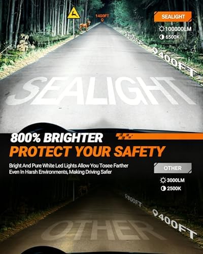 SEALIGHT 9005 9006 Bulbs Combo, 900% Brightness 100000LM, 6500K White Super Bright 9005/HB3 9006/HB4 Fog Light Bulbs, Plug and Play, Pack of 4