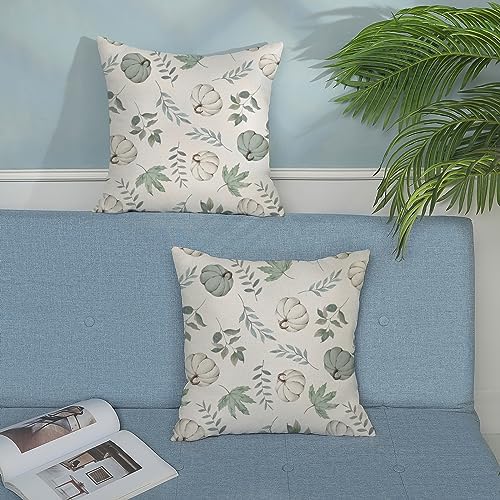 Fall Pillow Covers 16x16 Set of 2 Pumpkin and Maple Leaf Fall Decor Pillowcase Linen Autumn Thanksgiving Decorative Outdoor Throw Pillow Covers Warm Tones Farmhouse Cushion Case for Couch Home - Image 4