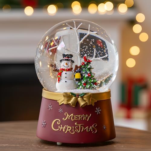 Christmas Snow Globe Lantern Water Glittering Snowman Crown with Music & Timer, USB Lined/Battery Operated Lighted Water Lantern for Christmas Festival Decoration Gifts - Image 4