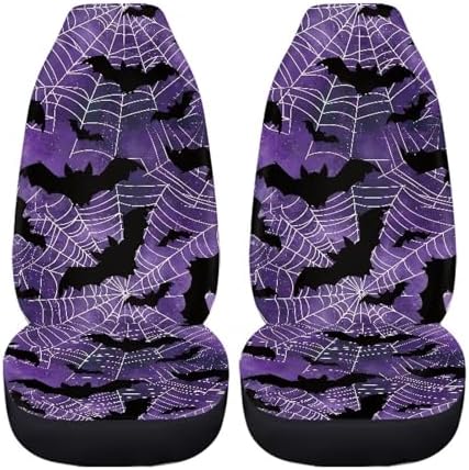 Bat Auto Seat Cover Set of 2 Soft Car Seat Covers Protectors Spider Web Auto Accessories Carseat for Front Seats Cushion Pad Mat Fit for Most Truck, Van, and SUV