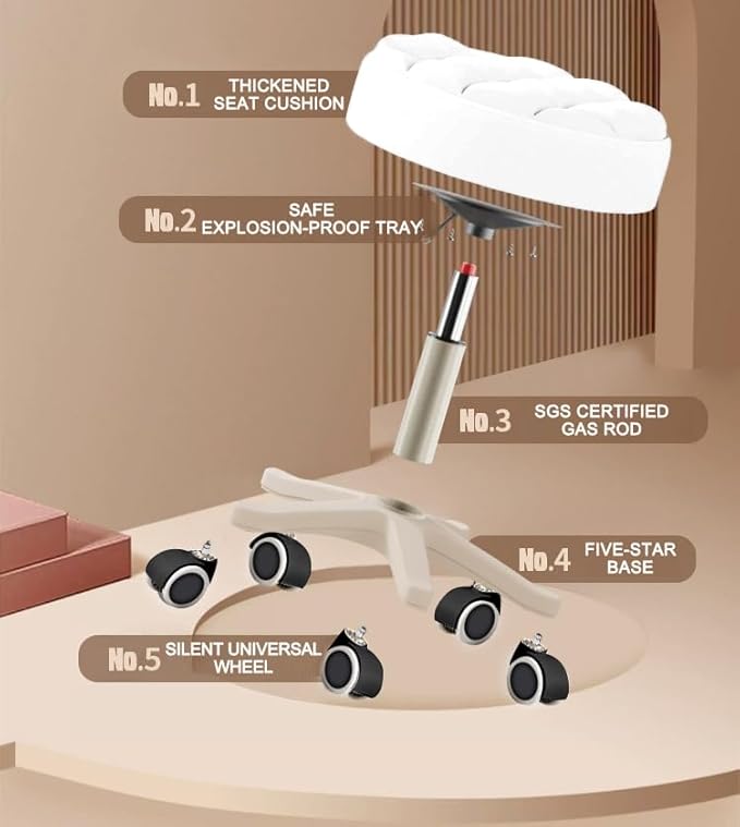 Small Chair Round Rolling Stool - Image 7