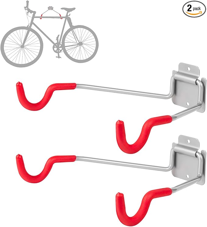 Bike Wall Mount Hangers，EVA Foam Padded Bicycle Hooks-Flip-Up Garage Bicycle by NiQinWuKin