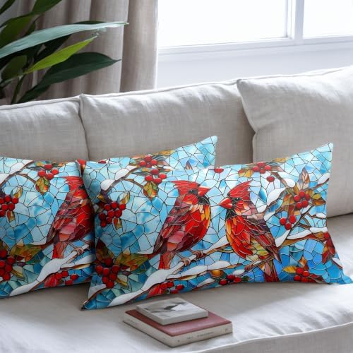Winter Red Cardinal Bird Pillow Covers 12x20 Set of 2 Highly Absorbent - Image 7