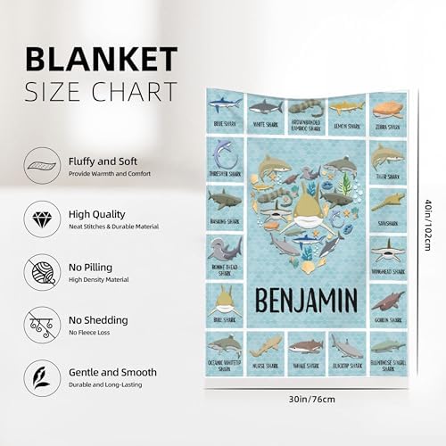 Shark Custom Name Blanket Gifts for Girls Boys Women - Super Soft Cozy Warm Throw Sheet for Couch Bed Sofa Office Decor All Season 30"x40" Pets - Image 5