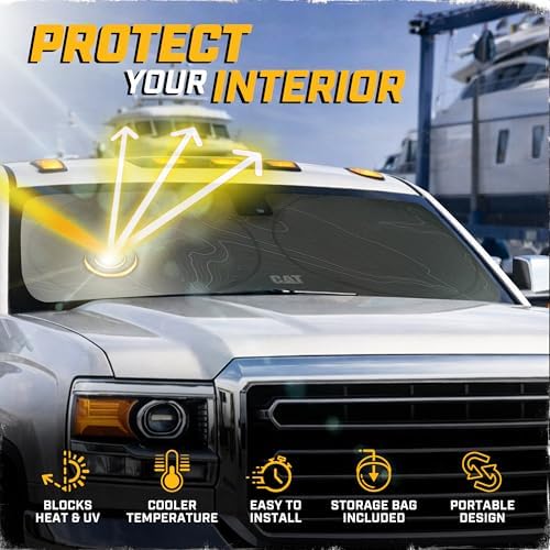 Windshield Sun Shade for GMC Sierra 2500 2015-2019, Foldable Front Window Sunshade, UV Heat Blocker, Interior Protection Sun Shield, Keeps Truck Cab Cool, Heavy-Duty Truck Accessory - Charcoal