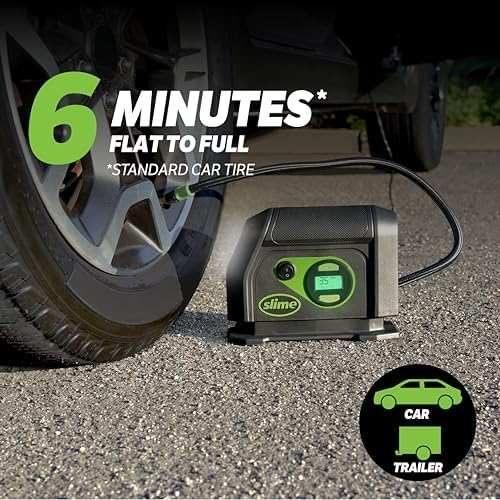 Slime 40088 Tire Inflator, Portable Car Air Compressor, Inflate Right automatic shut off, with Digital 99 psi Display, Long Hose and LED Light, 12V, 6 min inflation - Image 3