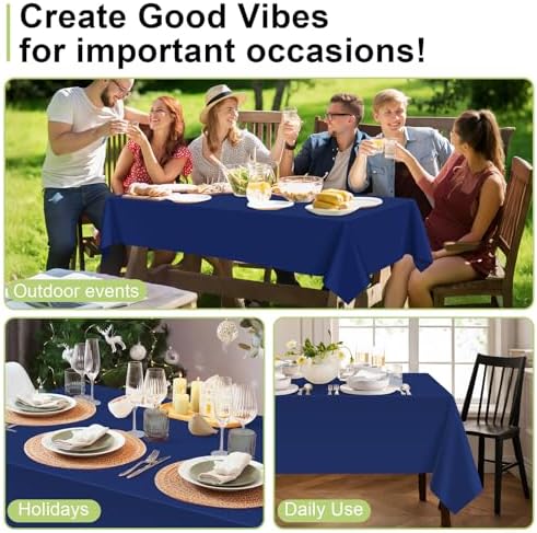 QIKSION 3 Pcs Navy Blue Plastic Tablecloth Dark Blue Table Cloth Disposable - Image 4