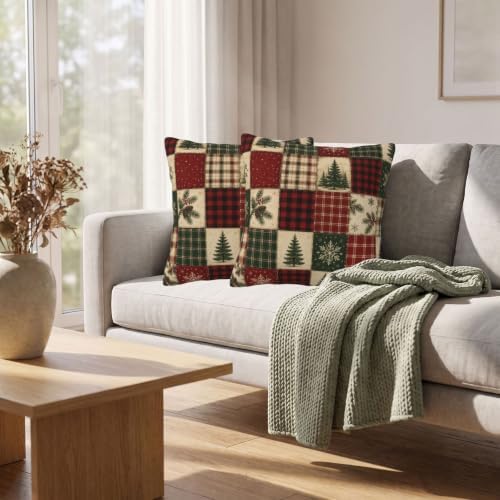 Christmas Plaid Pillow Covers 20x20 Set of 2 Winter Holiday Farmhouse Decor - Image 6